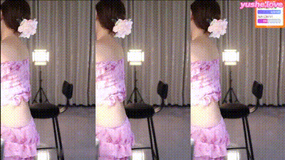 主播温婉 | 粉色碎花露脐荷叶边套装甜美撩发 动图预览 - 私房ACG - sifacg.com