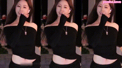 #啵啵超Q 黑色一字肩露腰短裙甜美性感热舞 动图预览 - 私房ACG - sifacg.com